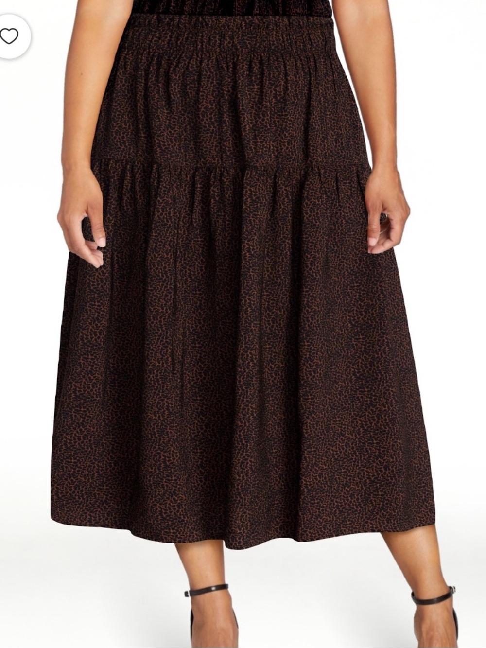 NWT Time and Tru Brown and Black Tiered Midi Skirt Size XXL (20)